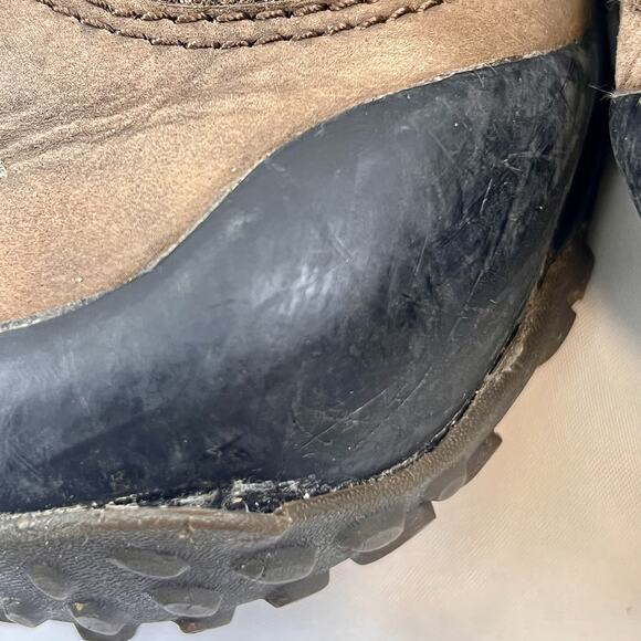 Merrell Hiking Shoes Mens 11 Brown Leather Vibram Sole Trail Outdoor Lace Lock